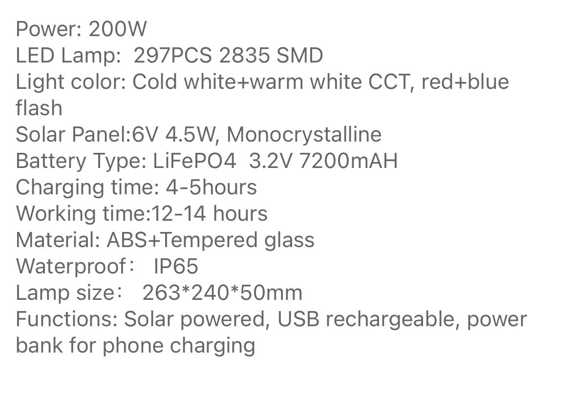 FLOOD LIGHT SOLAR 200 WATTS